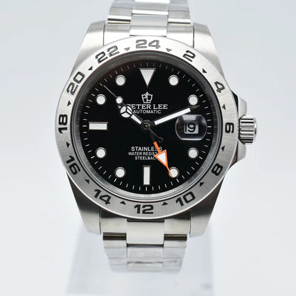 Original Luxury Men's Watches Automatic Movement Luminous Hand Wind Mechanical Watch Stainless Steel GMT Silver Male Gifts Watch