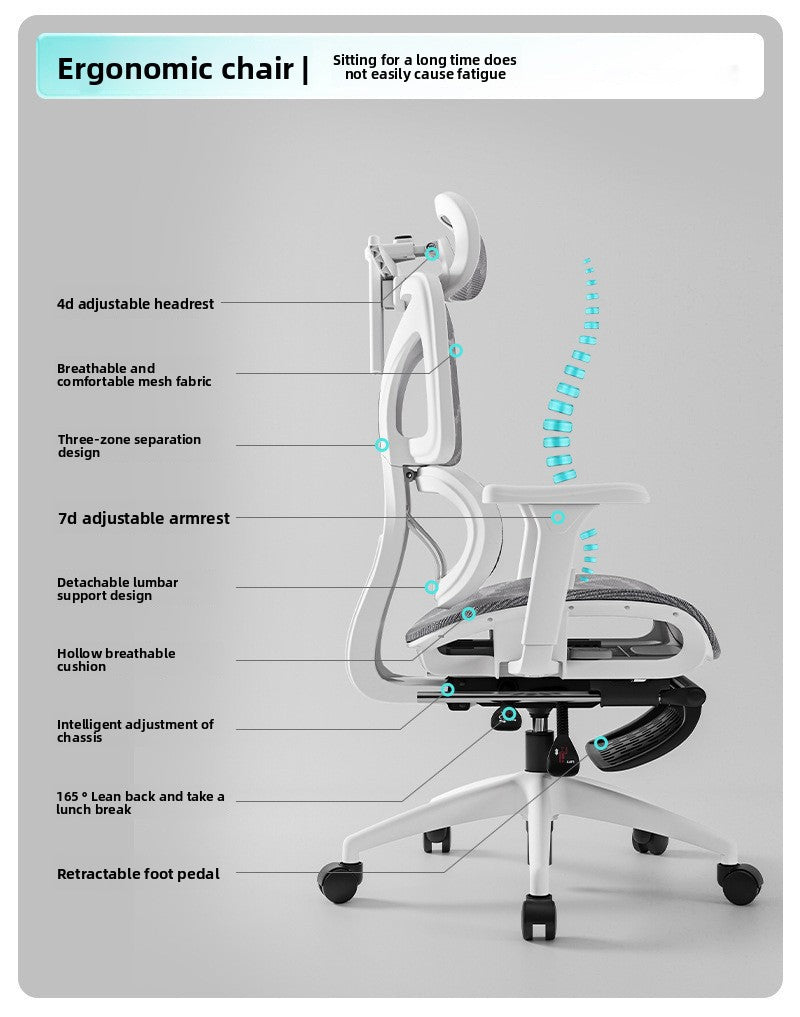 UVR Ergonomic Gaming Chair Comfortable Computer Chair with Footrest, Adjustable Office Chair, Reclining E-Sports Chair for Long Sitting and Work