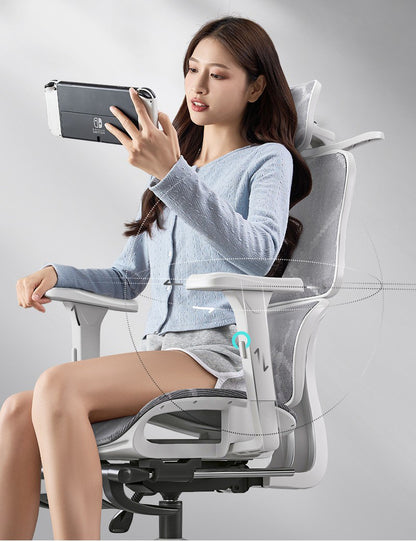 UVR Ergonomic Gaming Chair Comfortable Computer Chair with Footrest, Adjustable Office Chair, Reclining E-Sports Chair for Long Sitting and Work