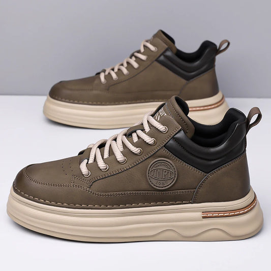 High Quality Men's Casual Leather Thick Bottom Oxford Shoes Fashion Outdoor Flat Top Quality Oxford Shoes Handmade Walking Shoes