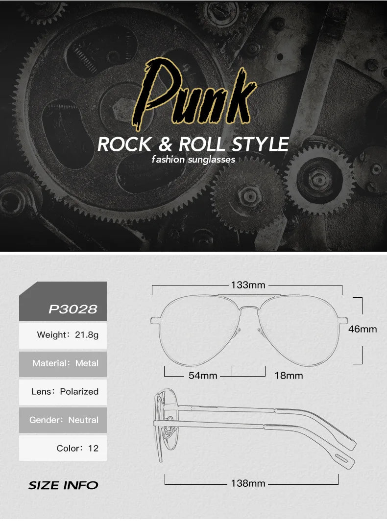 Punk Rock Polarized Sunglasses Color Film Sunglasses Han Edition Mirror Face Fashion Sun Glasses T1001