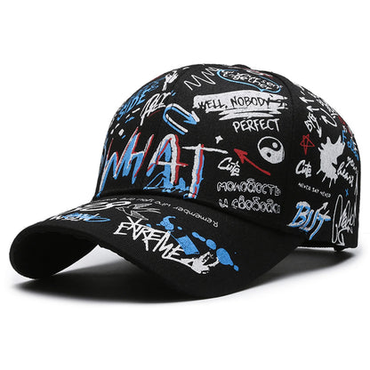 Graffiti Print Baseball Cap Adjustable Sun Protection Breathable Hat for Outdoor Activities Fishing Camping