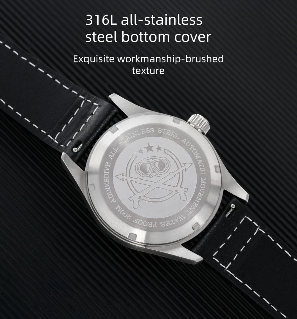ADDIESDIVE Watches For Men C3 Super Luminous 200m Waterproof Japan 8215 316L Stainless Automatic Mechanical Watch