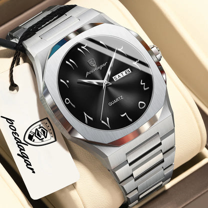 POEDAGAR luxe herenhorloge, waterdicht, roestvrij staal, quartz, week- en datumweergave, zakelijke herenhorloges, Reloj Hombre