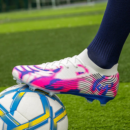 New Men’s Football Boots Outdoor Sneakers High-Quality Grass Cleats Soccer Shoes Boys Match Hot-Selling Non-Slip High-Top Light