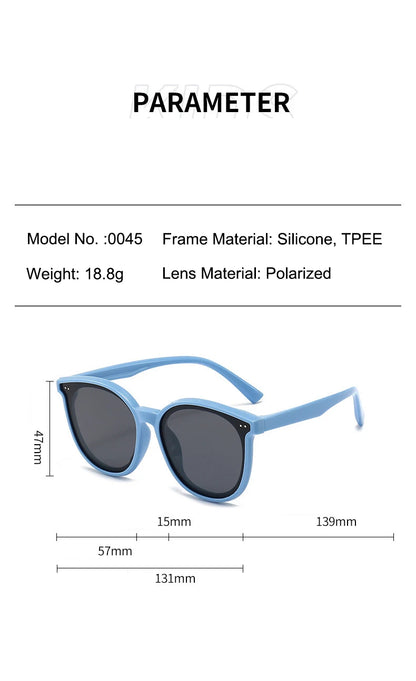 3-12 Years Kids Polarized Sunglasses Boys' Cool Girls Soft TPEE Frame Cat Eye Design Fashion Sun UV400 Protection Oval Glasses