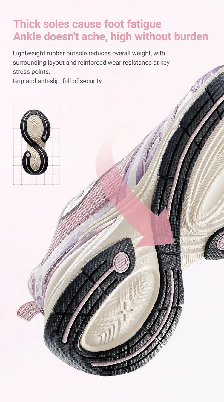 Sapatilhas Xtep Basque 3 para Mulher, Leves, Resistentes ao Desgaste, Modernas, Duráveis, com Sola Grossa, Casuais e Desportivas, 874218320006