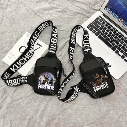 Bolso bandolera para adulto Fortnites, deportivo y casual, ligero, mini bolso para teléfono con estampado de figura de juego de dibujos animados, bolso cruzado de pecho para hombre, regalo
