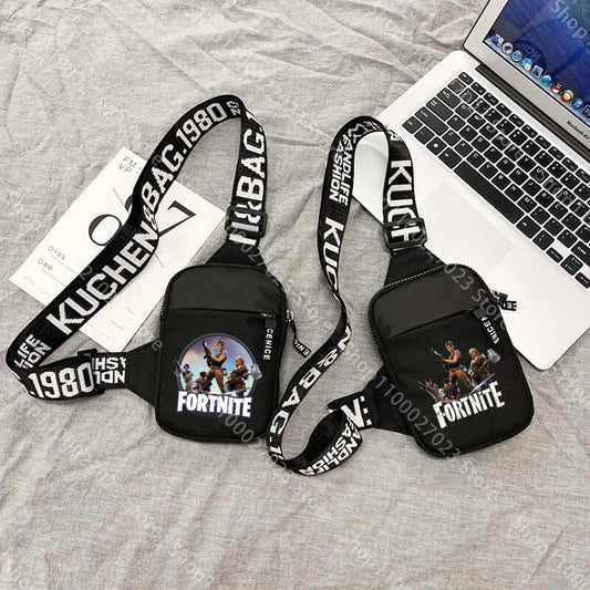 Bolso bandolera para adulto Fortnites, deportivo y casual, ligero, mini bolso para teléfono con estampado de figura de juego de dibujos animados, bolso cruzado de pecho para hombre, regalo