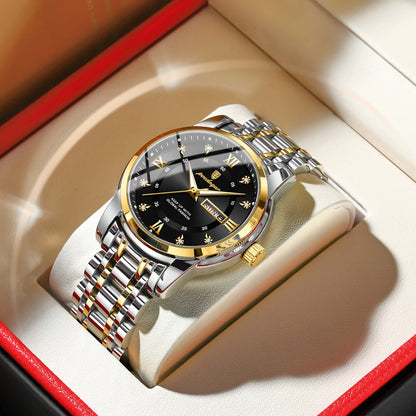 Montre-bracelet homme POEDAGAR de luxe tendance, étanche, en acier inoxydable, lumineuse, avec date et mouvement à quartz.
