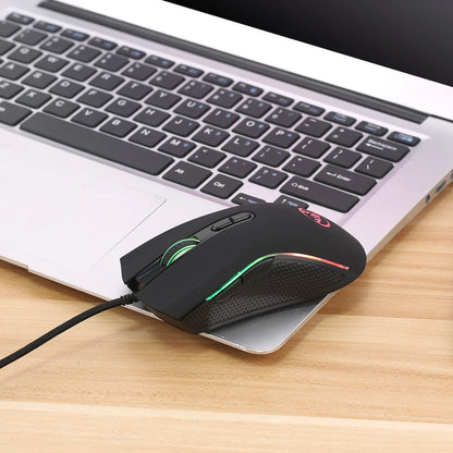 Ratón gaming óptico profesional de alta gama con retroiluminación LED en 7 colores brillantes y diseño ergonómico de 3200 DPI para jugadores de LOL y CS