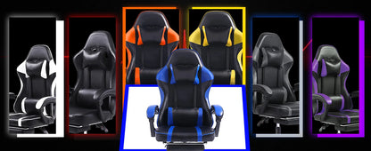 Ergonomic Gaming Chair with Footrest, High-Back Video Game Chair Computer Chair, Office Chair with Headrest and Lumbar, PU Leath