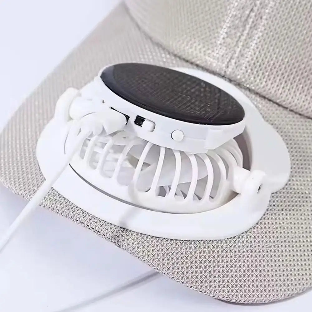 Prodyšný sluneční klobouk — solární ventilátor, nabíjení přes USB