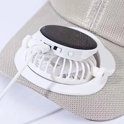 Prodyšný sluneční klobouk — solární ventilátor, nabíjení přes USB