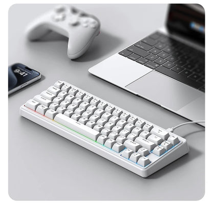FREEWOLF M68SE tastiera mini cablata a 68 tasti, retroilluminazione RGB, Type-C, layout 68%, compatta, per gaming, ufficio, PC e laptop