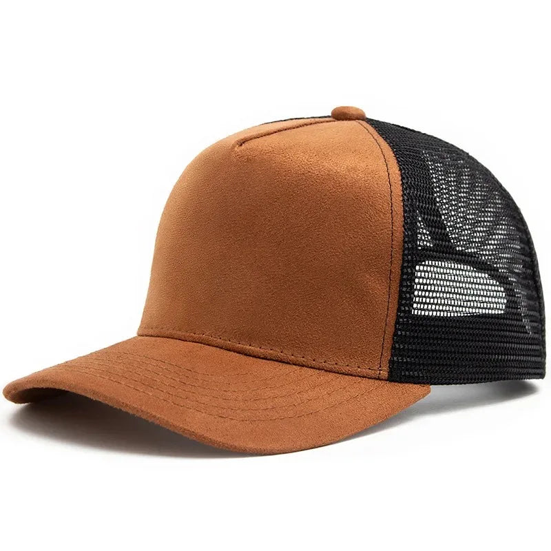2025 Unisex 5-Panel Mesh Suede Trucker Hat Custom Print Logo Men’s Baseball Cap Spring Summer Breathable Sports Hats Women Gorros
