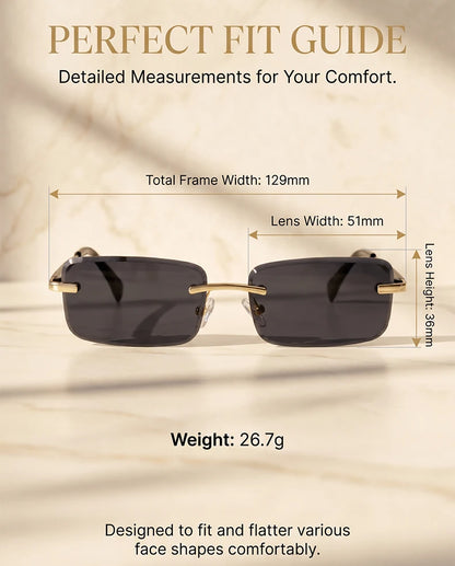 Rimless Rectangle Sunglasses Women 2026 Luxury Designer Fashion Retro Metal Sun Glasses Trendy Y2K Shades Small Frame Eyewear