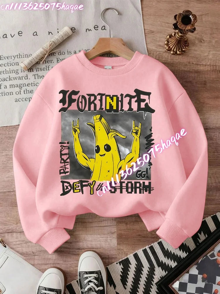Sweat-shirts Fortnite novos para criança, hoodie com estampado de personagem de jogo em estilo cartoon, camisolas casuais de outono para criança, roupa de inverno para bebé menino