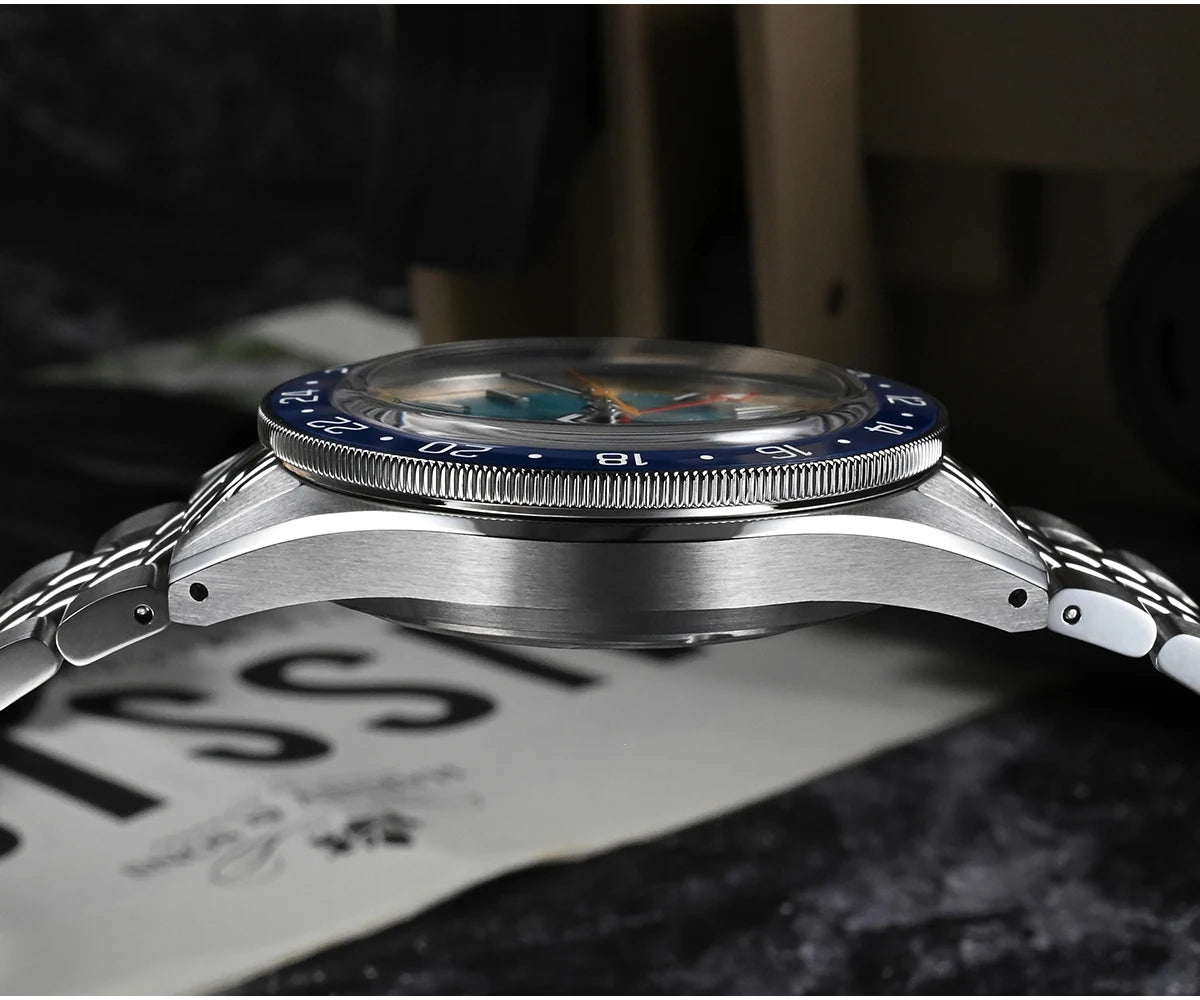 San Martin Original Design Fashion GMT 39.5mm Men Sports Watch Japan NH34 Automatic Mechanical Waterproof 100m SN0116 Reloj