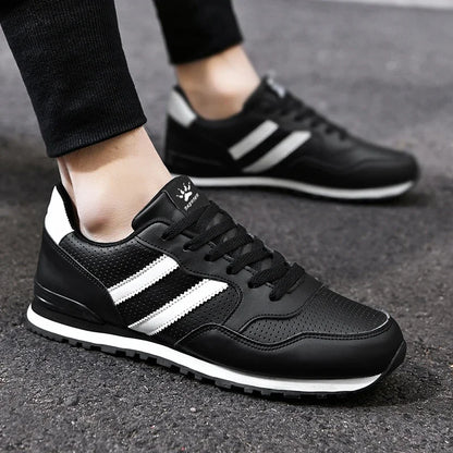Jesienne buty sportowe męskie, płaskie buty do biegania, białe, trwałe, klasyczne buty casualowe, niskie, modne buty trekkingowe i do chodzenia