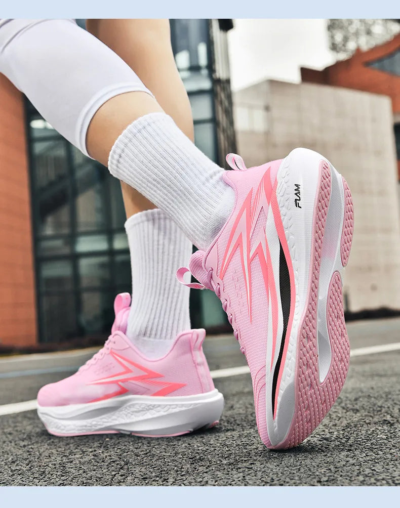 Ténis de corrida com placa de carbono para maratona, para homem e mulher, desportivos, respiráveis, leves, confortáveis e antiderrapantes