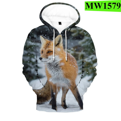Beliebte Hip-Hop-Novelty-Hoodies und Sweatshirts mit komfortablem Fox-3D-Print für Herren/Damen und Erwachsene/Kinder, lässige Pullover