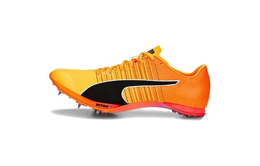 Baskets Puma evoSpeed Sprint Nitro 2 Sun Stream noires, couleur orange « Sunset Glow », 380002-01.