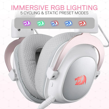 Redragon H510 PRO 3-Mode RGB Gaming 7.1 Surround Sound Headset, 53MM Audio Drivers in Memory Foam Ear Pads Headphone