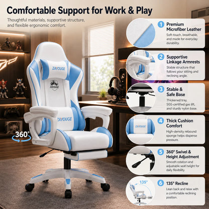 Cadeira de Escritório Gaming Reclinável AOLIVIYA para Computador em Casa, Rotativa, com Elevação, Encosto e Apoio para Pés, para Cybercafé e E-Sports