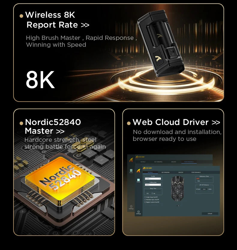ATTACK SHARK R5 Tri-mode Ultra Wireless Gaming Mouse Carbon Fiber 8K, PAW3950MAX, 8000Hz Wireless Polling Rate, DPI up to 42000