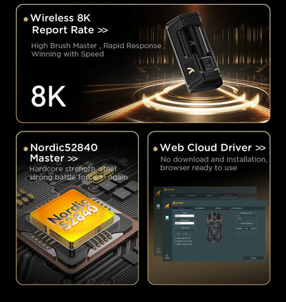 ATTACK SHARK R5 Tri-mode Ultra Wireless Gaming Mouse Carbon Fiber 8K, PAW3950MAX, 8000Hz Wireless Polling Rate, DPI up to 42000