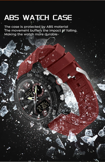 SANDA Fashion Luxury Men's Watches Dual Digital Display Sport Analog Quartz Man Wristwatch Casual Waterproof Silica Chronograph