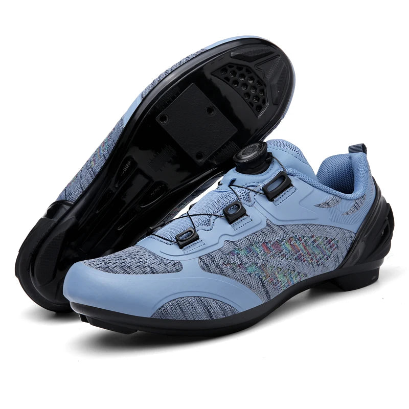 Sapatos de ciclismo MTB para homem e mulher T03 roxos respiráveis, de velocidade, autoblocantes, para ciclismo de estrada, corrida ao ar livre e treino
