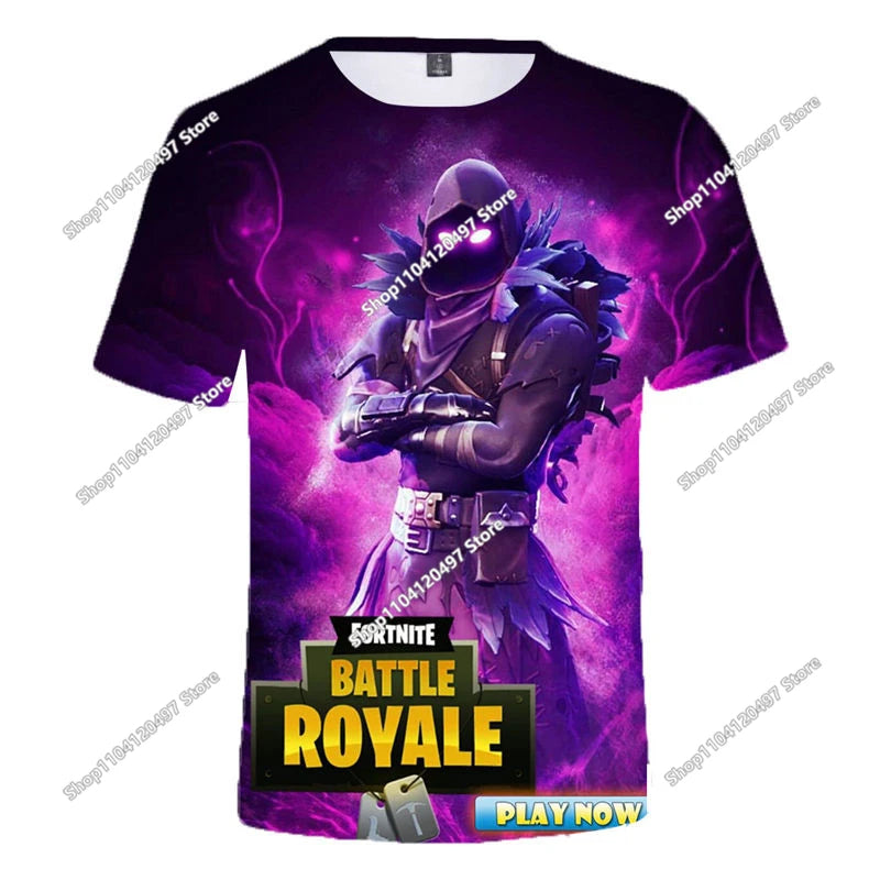 T-shirt Fortnite Victory Hero para Criança, Rapaz e Rapariga, Battle Royale 3D, Manga Curta