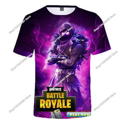 Zomer T-shirt voor kinderen, Battle Royale Fortnite Heldenoverwinning 3D, voor jongens en meisjes, babykleding
