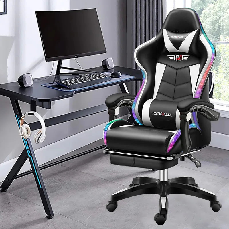 Ergonomic Gaming Office Chair with Adjustable Height, Comfortable Computer Desk Chair, E-Sports Chair with Armrests for Home & Office