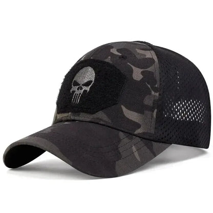 Militärische Trainingsmütze im Camouflage-Karo-Design für Frühling und Sommer, Outdoor-Sport, Sonnenschutz, Netzmütze, lässige Schirmmütze