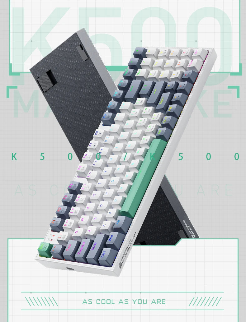 Tastiera meccanica MACHENIKE K500 cablata da gaming K500-B94 Hot Swappable, 94 tasti, layout 90%, retroilluminazione RGB per PC e laptop