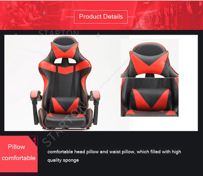 Ergonomic RGB Gaming Chair PU Leather Racing Computer Chair with Adjustable Height, Linkage Armrests, Reclining Office Gamer Chair