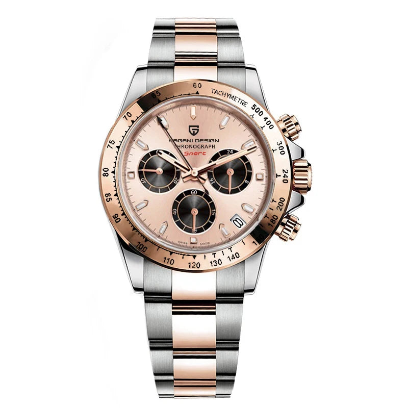 Montre pour homme PAGANI DESIGN – Modèle à cadrans colorés, montre-bracelet à quartz de luxe, chronographe équipé d'un mouvement