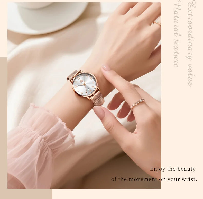 OLEVS New Woman Watch Luxury Brand Quartz Watch Elegant Rose Gold Digital Waterproof Watches Simple Bracelet Women's Watch 5653
