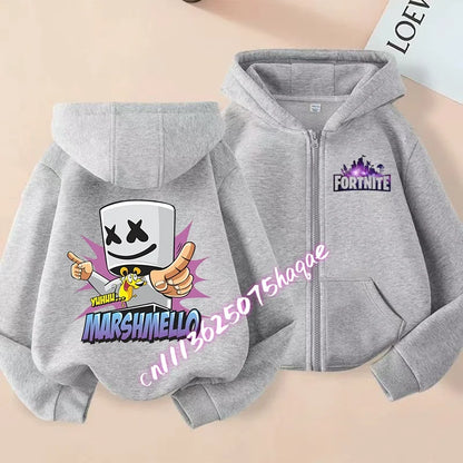 Autumn New Fortnites Children Hoodies Coat Cartoon Game Character Printed Zip Up Hoodie Child Jacket Winter Kids Boys Clothes