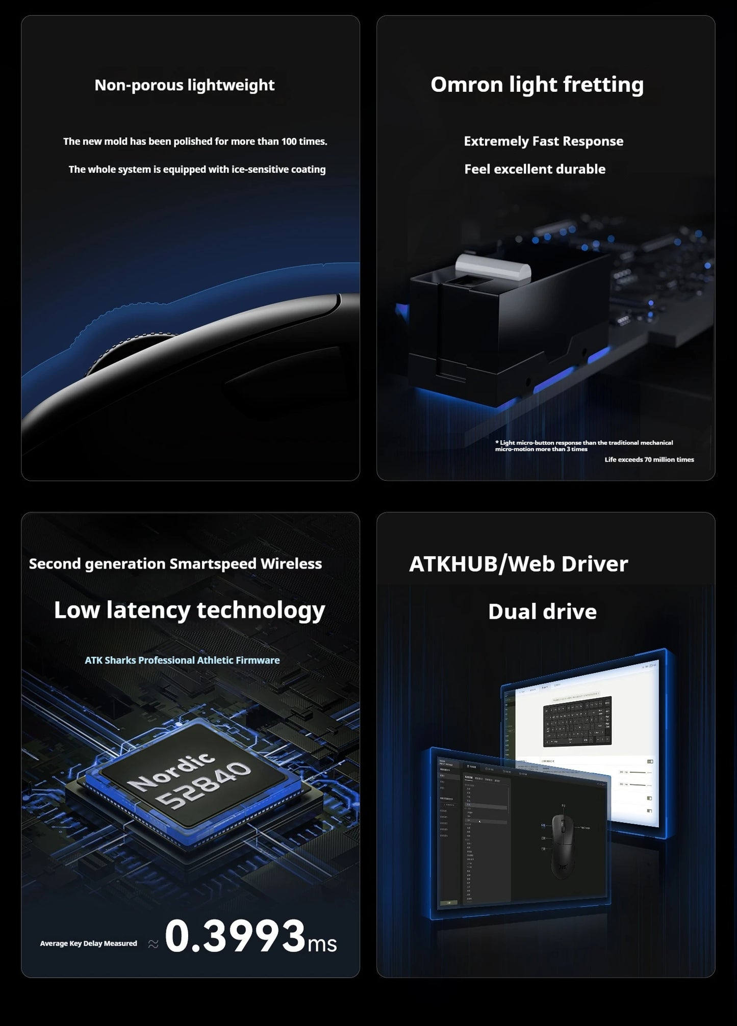 ATK Z1 Pro Max Ultra Wireless Gaming Mouse Customized Foot PAW3950 Ultra Smart Speed Wireless 8k Polling Rate 0.39ms Low Latency