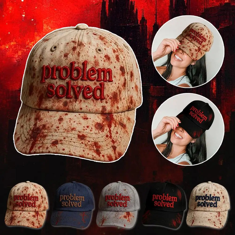 Halloween-tema broderi – problemet løst: Blodig hat, gyser-baseballkasket, velegnet til Halloween-fest, cosplay-rekvisitter og gaver