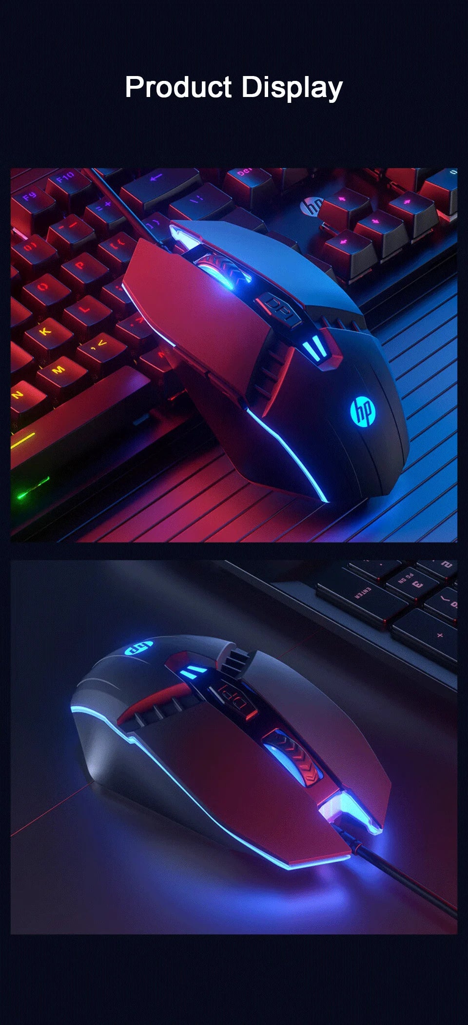 Ratón gaming HP M1 con cable, iluminación blanca, USB, para eSports, gaming, oficina, PC de sobremesa y portátil