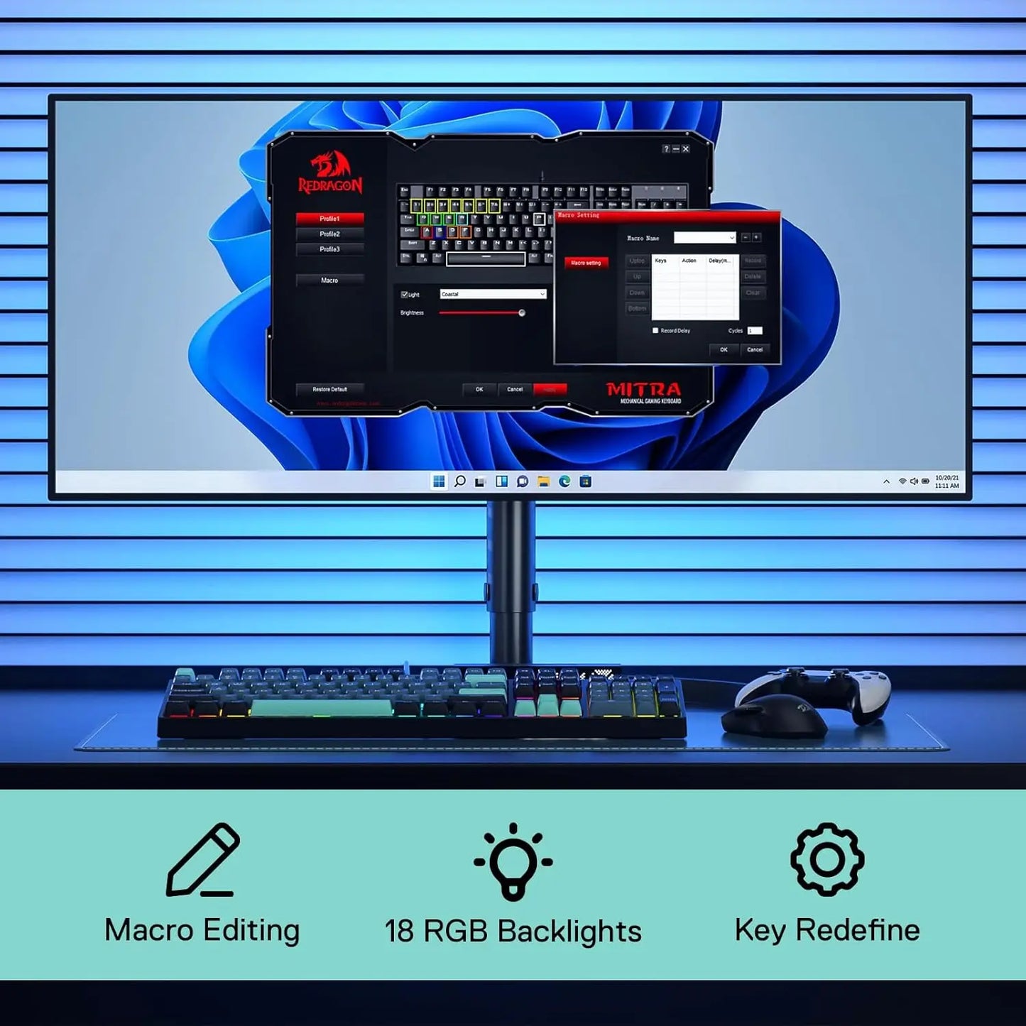 Redragon K582 SE Wired RGB 104 Keys Mechanical, Dynamic 16.8M RGB Backlit Gaming Keyboard, Red Switches