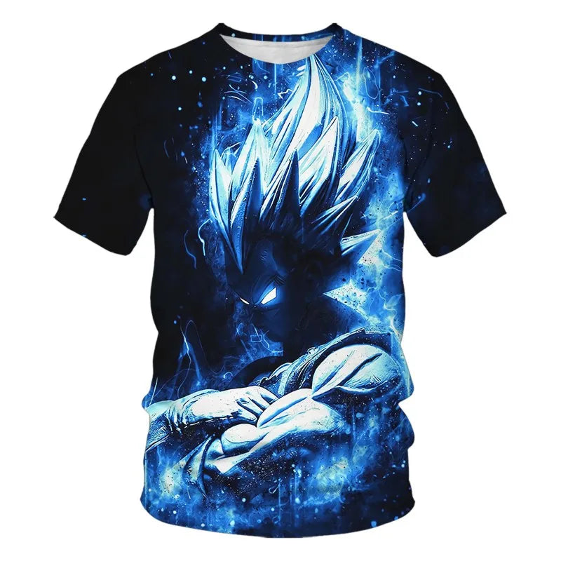T-shirt Dragon Ball para Criança, Top Tee Anime Figures Son Goku Super Saiyan, T-shirt para Rapaz, Roupa Infantil de Verão de Manga Curta