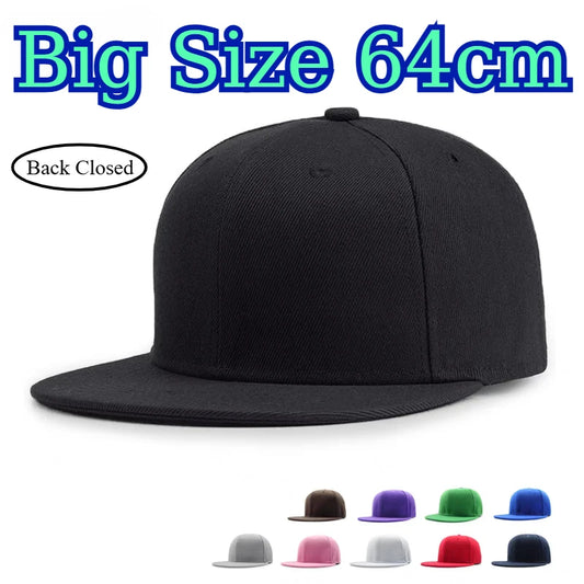 Large 64cm Back Closed Skateboard Cap for Men Fitted Baseball Cap XXL Male Big Size Snapback Caps Plain Football Hat 60cm 62cm