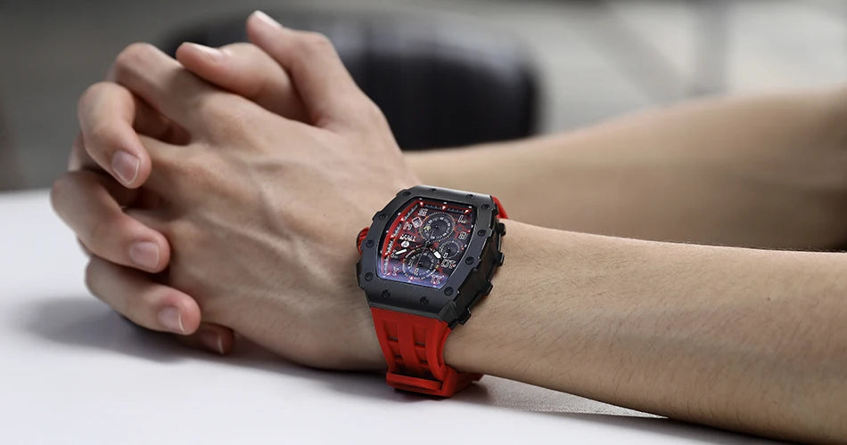 TSAR BOMBA New TB8204 Watch for Men, Japan Quartz Chronograph, 50M Waterproof Wristwatch, Fashion Sport Clock, Luxury Gift