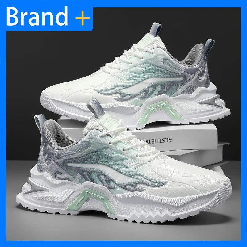 Men Sports Shoes Fashion Lace Up Versatile Non Slip Thick Soled Teenagers Daily Wear Comfortable Casual Running Shoes for Men